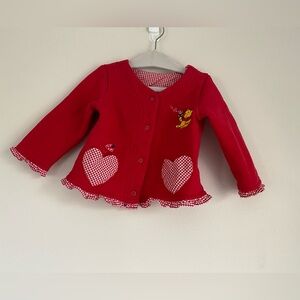 Disney store Winnie the Pooh red heart cardigan 18 months